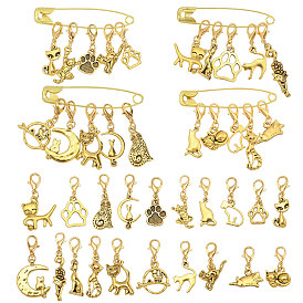 12 шт. 4 стили сплав подвеска маркеры фиксирующих стежков, с железными булавками, форма кошки и отпечаток лапы