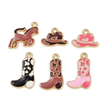 Подвески из эмали и сплава, подвеска в виде ковбойской шляпы, лошади и сапог, золотые
