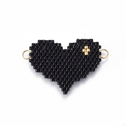 MIYUKI & TOHO Handmade Japanese Seed Beads Links, Loom Pattern, Heart