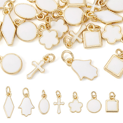 21 шт 7 стили латунные эмалевые подвески, с целью перехода в кольце, хамса рука/рука мириам очарование, стойки покрытие, без кадмия и без свинца, долговечный, золотые