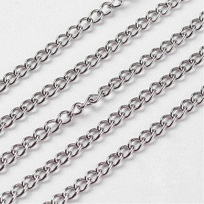 316 Stainless Steel Twisted Chains Curb Chains, for Men's Chain Necklace Making, with Spool
