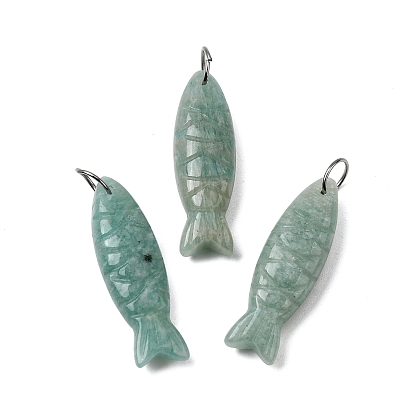 Резные подвески из натуральных драгоценных камней, рыбы прелести, с 304 кольцами из нержавеющей стали