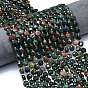 Бусины из натурального гелиотропного камня / гелиотропа, граненый шестиугольный разрез, плоско-круглые, с бисером