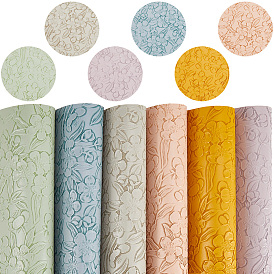 6шт. ткани из искусственной кожи, diy craft, прямоугольник с цветочным узором