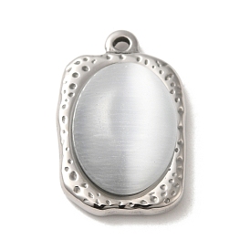 304 Stainless Steel Charms, with Cat Eye, Rectangle Charms