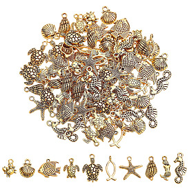 100 шт. 10 стили подвески из сплава в тибетском стиле серии Ocean