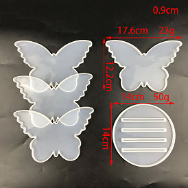 Silicone Cup Mat Molds, Coaster Molds, Resin Casting Molds, for UV Resin, Epoxy Resin Craft Making, Butterfly & Flat Round