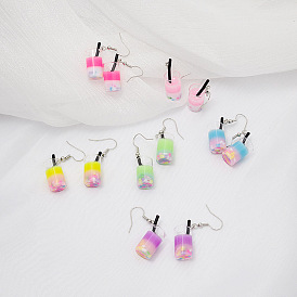 Cute Summer Sweet Earrings - Fun DIY Milk Tea Drink Cup Ear Drops.