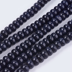 Synthetic Blue Goldstone Beads Strands, Rondelle, 8x5mm, Hole: 1mm, about 60~65pcs/strand, 15.7 inch