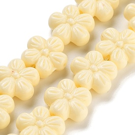 Synthetic Coral Carved Beads Strands, Dyed, 5-Petal Flower