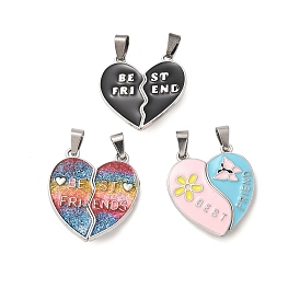 Эмали сплава сплит подвески, сердце лучший друг очарование, платина, с магнитным