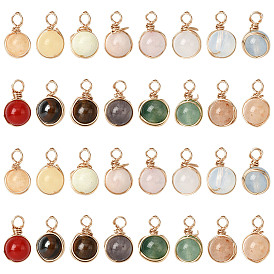 32Stk 16 Styles natürliche und synthetische Edelsteinanhänger pendant, mit Kupferdraht