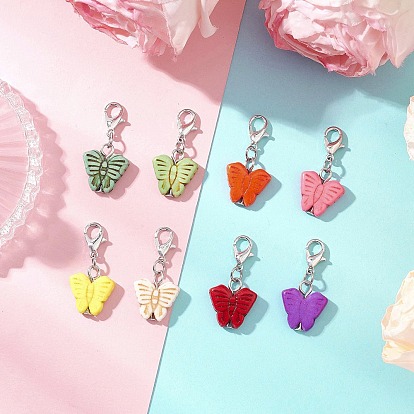 Подвеска-бабочка из синтетической бирюзы, Сплав с застежками когтя омара