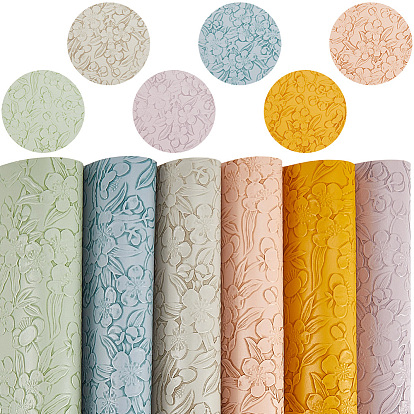 6шт. ткани из искусственной кожи, diy craft, прямоугольник с цветочным узором