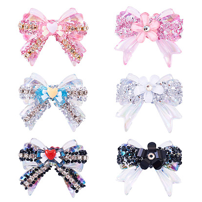 6 шт. 6 стильные непрозрачные акриловые сверкающие стразы, бантом