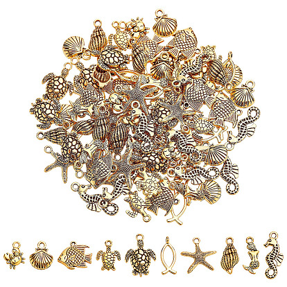 100 шт. 10 стили подвески из сплава в тибетском стиле серии Ocean