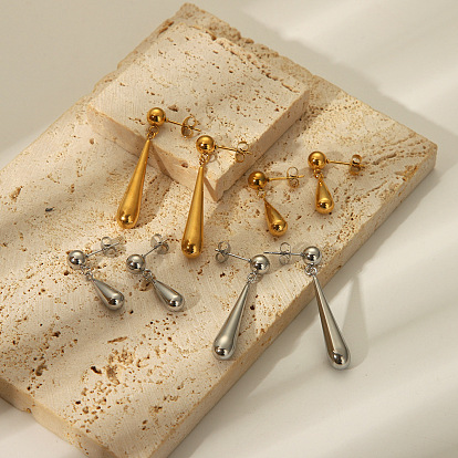 Элегантные серьги-гвоздики в форме капли 304 из нержавеющей стали