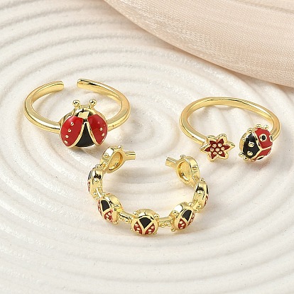 Латунные эмалевые манжеты для женщин, коровка, стойки покрытие, долговечный, без свинца и без кадмия
