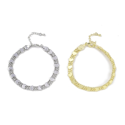 Латунные браслеты с покрытием для женщин, долговечный, без свинца и без кадмия, сердце