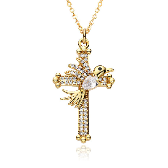 Ожерелья-крестики из латуни с прозрачным фианитом и прозрачным фианитом