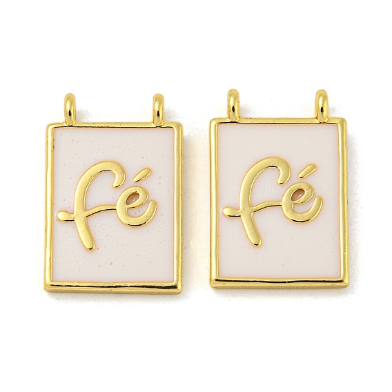 Подвески из латуни с эмалью в стойку, долговечный, без свинца и без кадмия, прямоугольник с подвеской в виде слова fe, реальный 18 k позолоченный