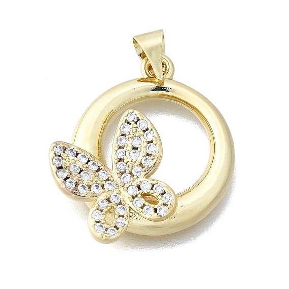 Латунные микропаве прозрачные подвески с фианитом, без кадмия и без свинца, кольцо с бабочкой