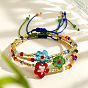 Браслеты из плетеного бисера, стеклянного бисера и цветочных бусин., регулируемые браслеты из волоконного шнура для женщин