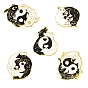 Yin-yang Taichi Black White Animal Lover Enamel Pins, Golden Alloy Brooches for Valentine's Day, Fish/Fox/Wolf