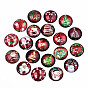 Glass Cabochons, Half Round with Christmas Themed Pattern