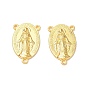 Holy Oval Carved Virgin Mary Tibetan Style Alloy Chandelier Component Links, 3 Loop Connectors, Rosary Center Pieces, Lead Free and Cadmium Free, 23x14.5x3mm, Hole: 1mm, about 470pcs/kg
