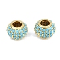 Brass Micro Pave Cubic Zirconia European Beads, Large Hole Beads, Rondelle, Rack Plating, Long-Lasting Plated, Cadmium Free & Lead Free