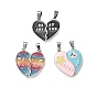 Эмали сплава сплит подвески, сердце лучший друг очарование, платина, с магнитным