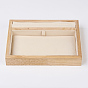 Wood Jewelry Presentation Boxes, with Faux Suede, 2 Compartments, Rectangle