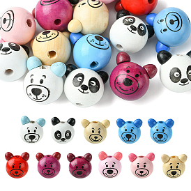 Натуральные деревянные бусы, медведь и панда