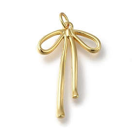 Rack Plating Brass Charms, Long-Lasting Plated, Cadmium Free & Lead Free, Bowknot Charms