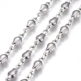 304 Stainless Steel Link Chains, Soldered, Ion Plating(IP), Flower