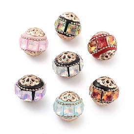 Handmade Indonesia Beads, with Alloy and Resin, Round with Square