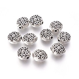 Perles en alliage de style tibétain, sans plomb et sans cadmium, longueur d'environ 11 mm ,  largeur de 10 mm, épaisseur de 6mm, Trou: 1mm
