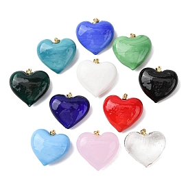 Подвески лэмпворк ручной работы, с реечной накладкой из латуни с золотистым напылением, долговечный, шарма сердца