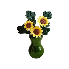 Resin Sunflower Vase Model, Micro Landscape Dollhouse Accessories, Pretending Prop Decorations