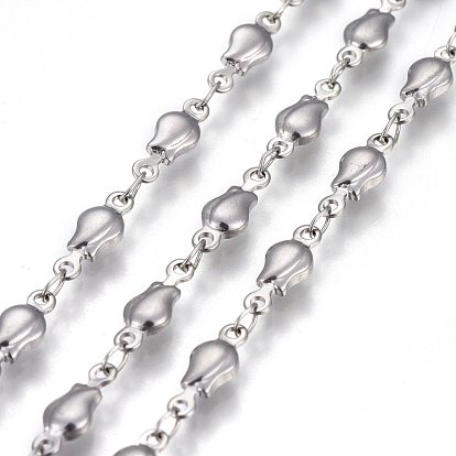 304 Stainless Steel Link Chains, Soldered, Ion Plating(IP), Flower