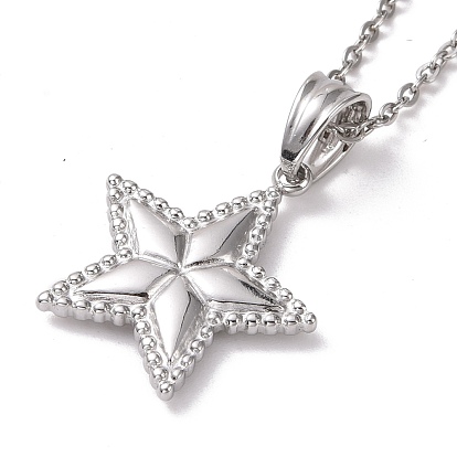 304 collar con colgante de pentagrama de acero inoxidable para mujer