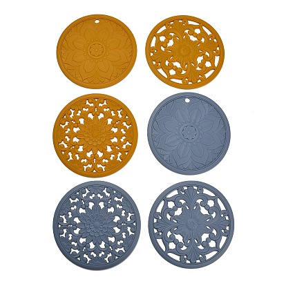 Термоизоляционные силиконовые подставки с цветочным рисунком, ресторан западной столовой, круглые