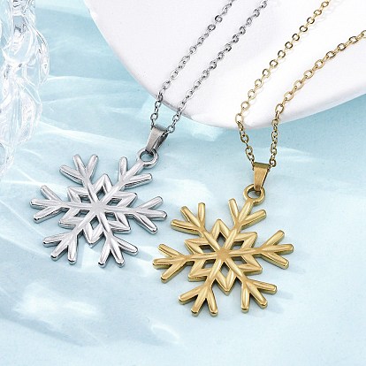 Снежинка 304 ожерелья с подвесками из нержавеющей стали, ионное покрытие (ip)