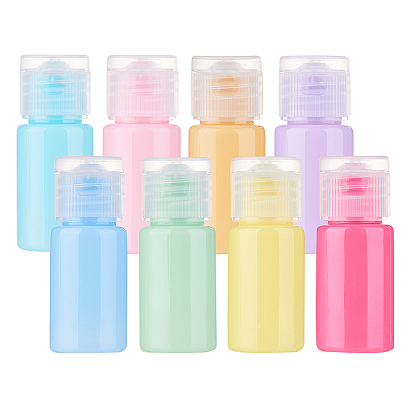 Macaron Color Empty Flip Cap Plastic Bottle Container, For Travel Liquid Cosmetic Sample Bottles