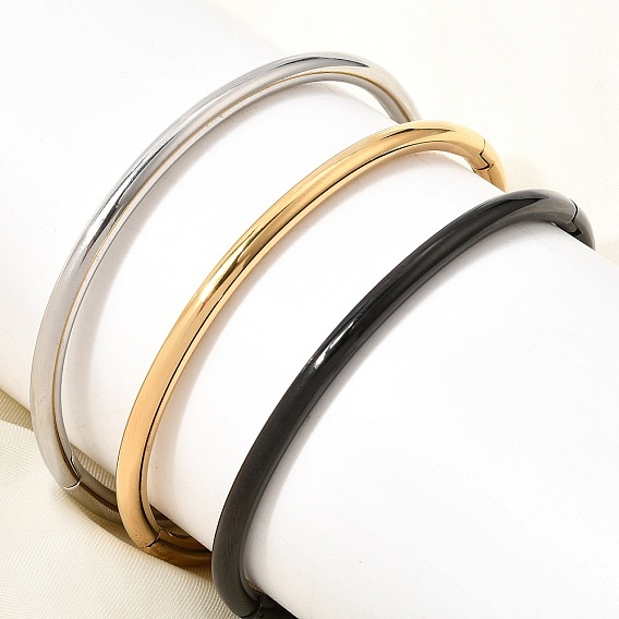 304 Stainless Steel Hinged Cuff Bangles, Torque Bangles for Women, Ion Plating(IP)