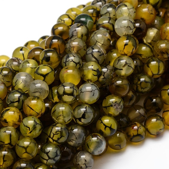 Dyed Natural Agate Round Beads Strands
