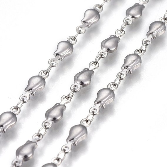 304 Stainless Steel Link Chains, Soldered, Ion Plating(IP), Flower