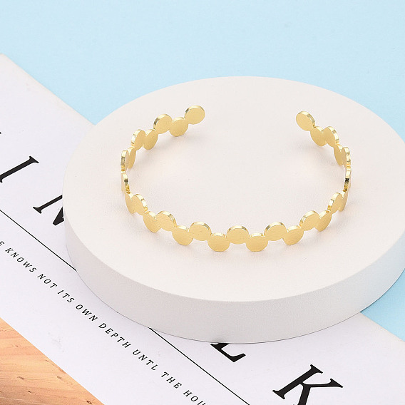 Латунные браслеты-манжеты для женщин, плоско-круглые