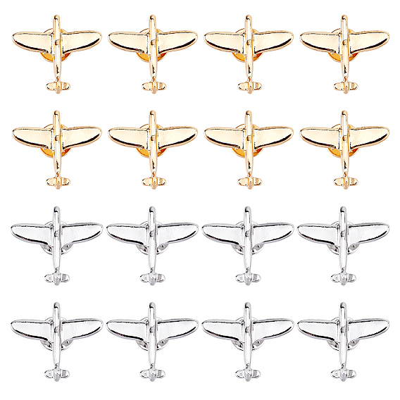 16 шт. 2 цвета броши-самолеты, булавки для лацканов из сплава для одежды рюкзака